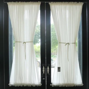 White Lace Coffee Mesh Pure Yarn Up and Down Fixed Curtain for Bar Kitchen Cabinet Glass Door
