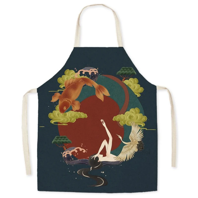 Japanese Style Cloth Baking Home Waist Kitchen Adult Sleeveless Hanging Neck Apron - Image 3