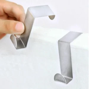 1Pc Over Door Hook Stainless Steel Kitchen Cabinet Clothes Bag Hanger Hook Clips Towel Hanger Home Storage Hanger Organizer