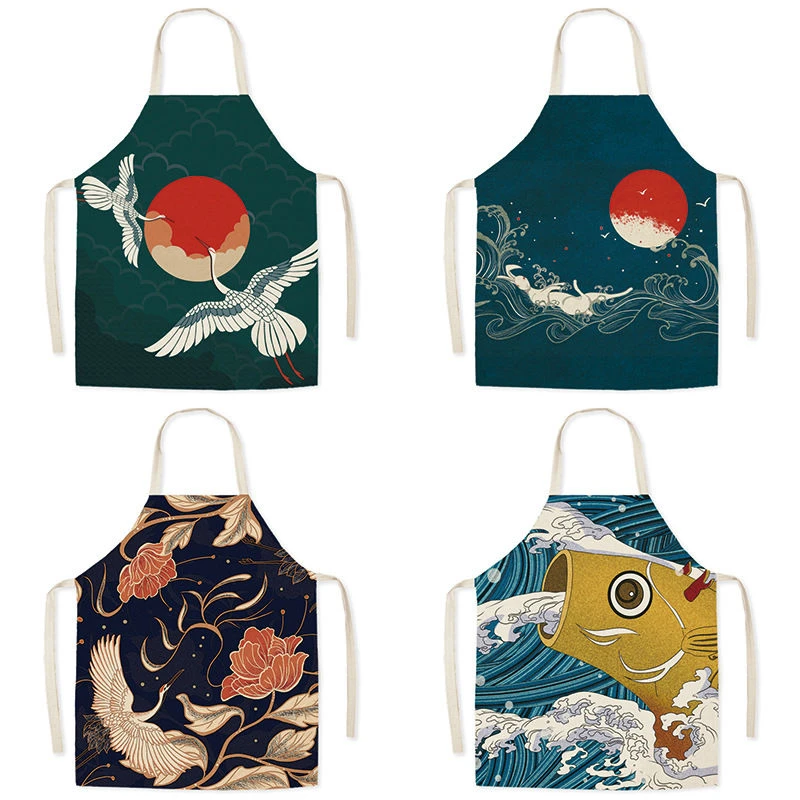Japanese Style Cloth Baking Home Waist Kitchen Adult Sleeveless Hanging Neck Apron
