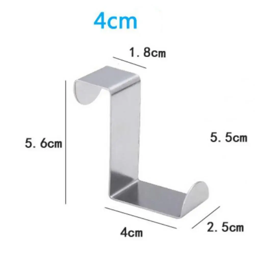 1Pc Over Door Hook Stainless Steel Kitchen Cabinet Clothes Bag Hanger Hook Clips Towel Hanger Home Storage Hanger Organizer - Image 4